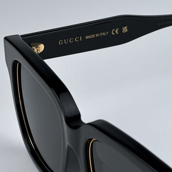 NEW Gucci GG1136SA 001 Black/Gold Grey Square Women Sunglasses GG 1136SA - Picture 10 of 14